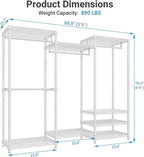 VIPEK V5C Portable Bedroom Armoires Wardrobe Closet with Cover, Heavy Duty Covered Clothes Rack Adjustable Closet Rack, White Metal Clothing Rack with Grey Oxford Fabric Cover, 68.9" Lx15.7 Wx76.4 H