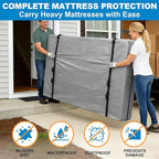TICONN Mattress Bags for Moving, Heavy Duty Cali King Mattress Cover Storage Bag with Full-Around Handle and Adjustable Buckles (Gray, Cali King)