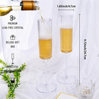 Ciaell 24 Pack Plastic Champagne Flutes - 6oz Ribbed Disposable Champagne Glasses - Clear Vintage Mimosa Glasses with Long Stem, Elegant & Lightweight for Weddings, Birthdays, Parties