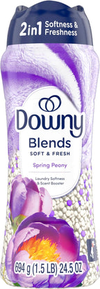 Downy Blends 2-in-1 Soft & Fresh Laundry Scent Booster Beads, Spring Peony Scent, 24.5 OZ, Laundry Softness and Scent Booster