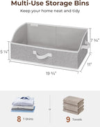 StorageWorks Closet Storage Bins, Trapezoid Organizer Box for Shelves, Fabric Clothes Bin, Foldable Organizing Baskets with Handles, Large, Gray, 3-Pack