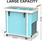 230L (60 Gal) Extra Large Fashion Laundry Sorter 3 Section with Lid, Rolling Laundry Basket Hamper with Handle, Laundry Organizer Storage Cart with Sturdy Metal Frame for Laundry Room,Hotel,Blue