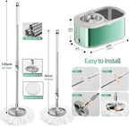 Spin Mop and Bucket with Wringer Set for Home,360° Mop and Bucket with Separate Clean and Dirty Water,Wet Dust Mop for Floor Cleaning with Extra Refills (Green)