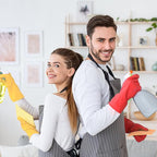 Rubber Cleaning Gloves for Dishwashing - 6 Pairs Kitchen Gloves for Washing Dishes, Reusable Household Gloves for Bathroom, Gardening (Medium, Red & Yellow, 3 Pairs of Each Color)