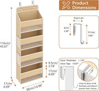 1 Pack 4-Tier Over the Door Organizer, Heavy-Duty Large Deep Pocket Hanging With 4 Large Front & 4 Side Pockets With for Pantry, Kitchen, Bathroom, Dorm, Beige