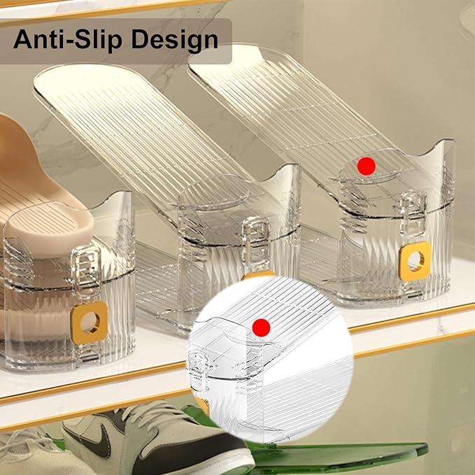 Copidrum 12Pack Shoe Slots Organizer for Closet Shoe Stacker Shoe Rack Organizer for Closet Space Saver Storage Shoe Holder Organization (Clear)