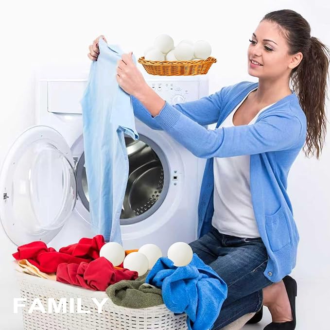 Wool Dryer Balls 6-Pack L - Natural Reusable Laundry Fabric Softener, Reduces Wrinkles & Drying Time, Hypoallergenic, Leaves Fabrics Naturally Soft and Fluffy