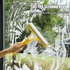 3 in 1 Window Cleaning Scraper, 3 in 1 Window Cleaner Squeegee, Scraper for Cleaning Windows, All-Purpose Window Squeegee with Sprayer for Glass, Wall, Kitchen, Car (White+Blue)