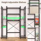 Besiost Over The Toilet Storage with 2 Drawers - 11 Tier Bathroom Organizer Freestanding Space Saver Storage Rack with Adjustable Shelf Above Toilet Stand with 4 Hooks for Restroom, Laundry, Grey Oak