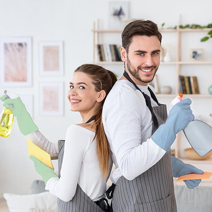 Rubber Kitchen Dishwashing Gloves - 4 Pairs Colorful Reusable Household Cleaning Gloves For Washing Dishes And Cleaning Tasks，Flexible And Durable Waterproof (Large, Dark Green+Blue+Green+Gray)