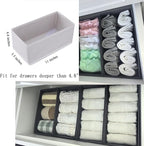 Bructhun Sock Drawer Organizer 3 Pack - Collapsible Fabric Storage Bins for Underwear Divider, Small Closet Organizers with 3 Compartments, Raw White