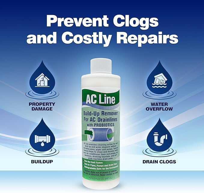 AC Drain Line Cleaner - 2 Pack / 6 Month Supply - Cleans HVAC drain lines, AC line cleaner, condensate lines, fountain drink drain lines and more