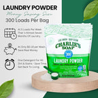 Charlie’s Soap Laundry Powder (300 Loads, 4 Pack) Fragrance Free Hypoallergenic Plant Based Deep Cleaning Laundry Powder – Biodegradable Eco Friendly Sustainable Laundry Detergent