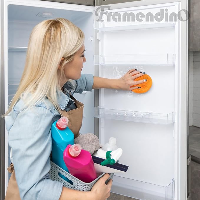 Framendino, 30 Pack Dish Scrub Brush Nylon Scouring Pads Assorted Colors Round Plastic Scrubbers Mesh Scourers Poly for Kitchen