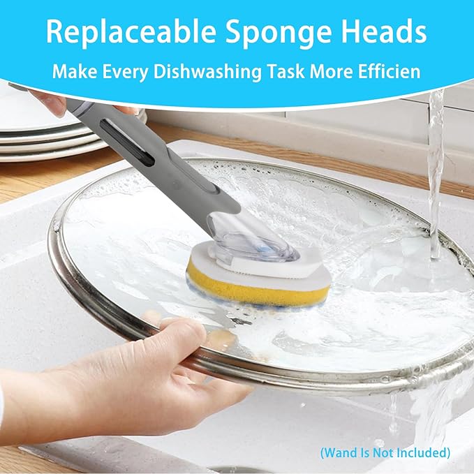 8 Packs Dish Wand Replacement Sponge Scouring Pad Heads Refills Compatible with Scrub Daddy, Scrub Sponge for Detachable Dish Scrubber Brush with Cut Out for Soap Dispensing, for Kitchen Cleaning