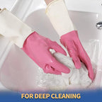 BOOMJOY Latex Cleaning Gloves, Heavy Duty Dishwashing Gloves, Reusable Medium Gloves for Kitchen, Bathroom, Gardening, Working, Pet Care - Green & Pink, 2 Pairs, Size M