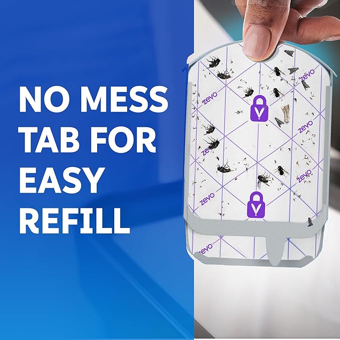 Zevo Flying Insect Trap Official Refill Cartridges - Fits Both Zevo Trap & MAX Indoor Fly Trap - Authentic Trap+Lock Technology to Catch Gnats, House & Fruit Flys (8 Official Refill Cartridges)