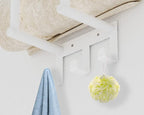 Towel Rack with Shelf and 3 Hooks, Bethom Towel Holders for Bathroom Wall Mounted, Metal White Towel Racks can Hold 3 Large Bath Sheets Blanket