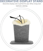 2pcs Linen Fabric Eyeglasses Holder Stand Plush Eyeglass Organizer Rack for Desktop Storage Eyewear Display in Linen Gray, Compact Set for Home and Office Use