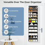 Mefirt Over The Door Organizer, 6 Shelf Door Hanging Organizers with 6 Large Capacity Pockets, Behind Door Storage Hanging Shelves for Closet Wall Bathroom Bedroom Nursery