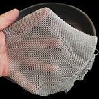 Cast Iron Cleaner & Chainmail Skillet Scrubber - 32''x32'' 3.8mm Small Ring, 316L Stainless Steel Interlocking Mesh Sheet, Flexible Chainmail Panel, Fine Linked Ring Fabric, Woven Ring Net