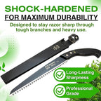 Saboten Japanese Pruning Saw 9.4 in (240mm) – Fluorine-Coated High-Carbon Steel Blade, 7.5mm Tooth Pitch, Smooth Pull Cuts, Wooden Handle, Wood Sheath Included, Made in Japan