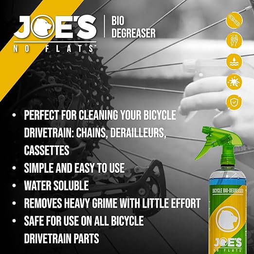 JOE'S NO FLATS Bio Degreaser 34oz - Bicycle Chain Cleaner and Drivetrain Degreaser Spray