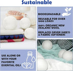 Reusable Wool Dryer Balls for Laundry, 6-Pack Handmade Drying Balls 2.36 in, Natural Fabric Softener, Helps Soften Clothes and Shorten Drying Time, with Cotton Storage Bag