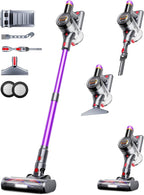 VIAFLY Cordless Vacuum Cleaner, 550W/45Kpa/60Mins Stick Vacuum, Anti-Tangle Vacuum Cleaners for Home with Self-Standing, LDE Display, 8-in-1 Wireless Vacuum for Carpet Pet Hair Hardfloor