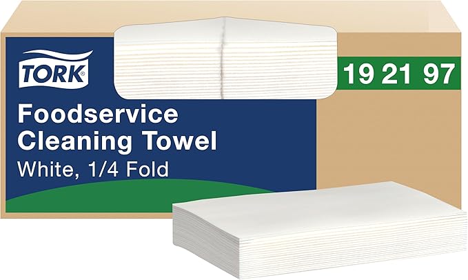 Tork Foodservice Cleaning Towel White, 1/4 Fold, 1 x 150 Towels, 192197
