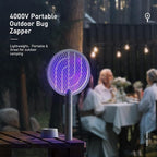 Electric Fly Swatter Racket, Mosiller 2 in 1 Smart Bug Zapper with USB Rechargeable Base, Powerful Mosquitoes Trap Lamp & Fly Killer with 3-Layer Safety Mesh for Home, Bedroom, Kitchen, Patio（1 Pack）