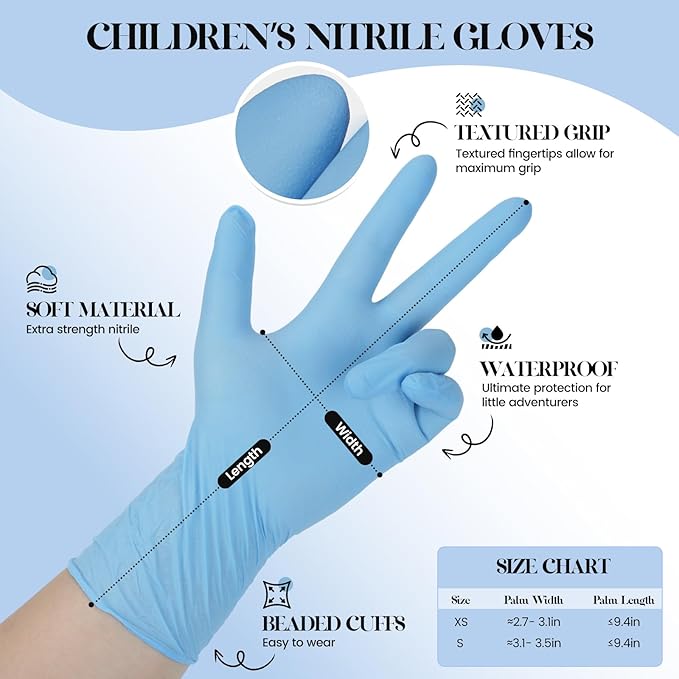 Kids Disposable Gloves, SmalNitrile Gloves for Cleaning, Cooking, Gardening