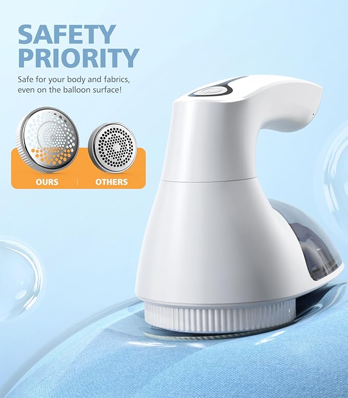 POPCHOSE Fabric Shaver, Rechargeable Lint Remover Defuzzer Sweater Shaver, Fuzz Remover for Clothes, Sweater, Furniture, Couch, Cashmere(Two 6-Leaf Blades Extra, Electrostatic Brush)…