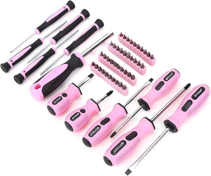 FASTPRO Pink Tool set -220-Piece Lady's Home Repairing Tool Kit & 12V Pink Cordless Lithium-ion Drill Driver