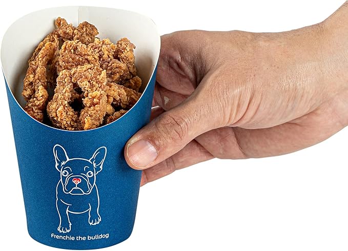 Restaurantware Bio Tek 12 Ounce French Fry Containers 100 Disposable Charcuterie Cups - Incline Design Round Frenchie Paper French Fry Cups Stackable For Waffles Chips or Popcorn