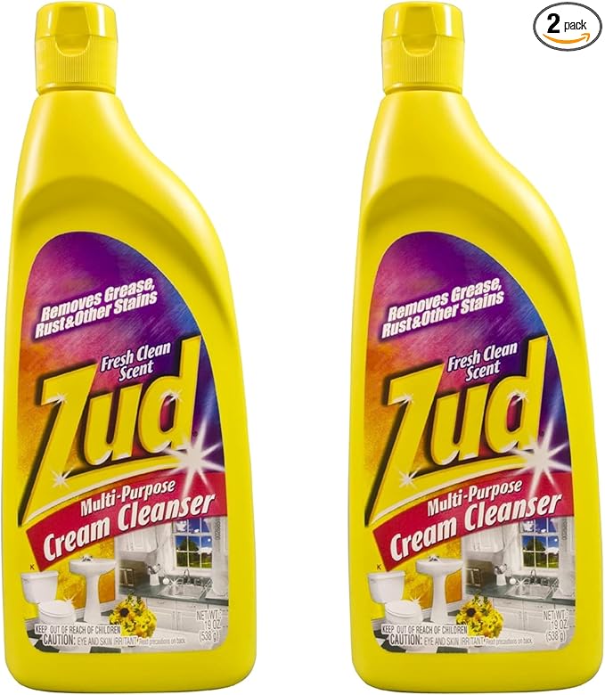 Zud Cream Cleanser (2-Pack) - Ultimate Bathroom Cleaner / Bleach-Free Formula for Shiny Surfaces / Removes Rust, Hard Water Stains, & Grime / Best for Countertops, Bathrooms, Marble, and More (530019)