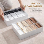 Adjustable Drawer Organizer – 19-Grid Divider for Socks, Bras & Panties, Closet Storage Box for Underwear & Dresser Drawers (15+4)