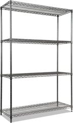 Alera Wire Shelving Starter Kit, Four-Shelf, 48w x 18d x 72h, Black Anthracite