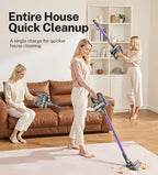 DEVOAC Cordless Vacuum Cleaner, Ultra-Lightweight Stick Vacuum, 2200mAh Battery Up to 40mins Runtime, 6 in 1 Powerful Handheld Vacuum for Home Hard Floor Carpet Pet Hair (Purple)