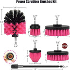 8 Pack Drill Brush Attachment Set, 1/4in Power Scrubber Brush + Extend Long Rod, Multi-Purpose Power Cleaning Scrub Brush for Bathroom, Tub, Tile, Corner, Floor(Hot Pink)