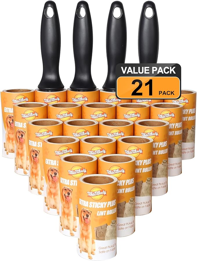 WulaWindy Lint Roller, Lint Roller for Pet Hair, Extra Sticky Lint Rollers Pet Hair Remover for Clothes, Work Great on Pet Hair Value Pack (21 Pack)