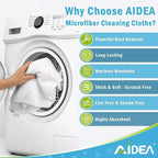 AIDEA White Microfiber Cleaning Cloth 24PK, Absorbent Cleaning Rags for Housekeeping, Lint Free, Scratch Free Wash Cloths, Microfiber Towels, Dish Towels White, Bar Rags, 11.5"x 11.5"