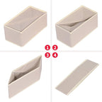 DIOMMELL 6 Pack Foldable Cloth Storage Box Closet Dresser Drawer Organizer Fabric Baskets Bins Containers Divider for Clothes Underwear Bras Socks Lingerie Clothing,Beige 060