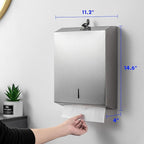 Paper Towel Dispenser Wall Mount Commercial, Brushed Stainless Steel & Fingerprint Resistant, Lockable, for c fold/Multifold/Trifold Paper Towels, Touchless Hand Towels Holder