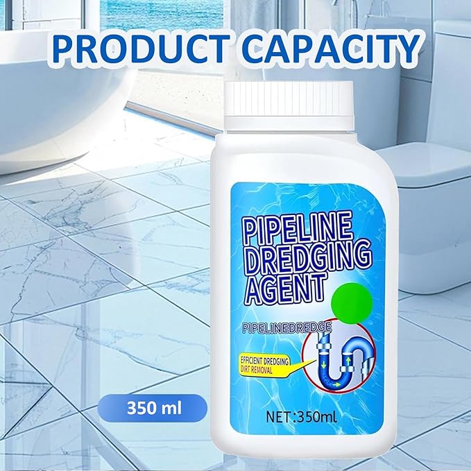 Pipeline Dredging Agent, 350ml Drain Clog Remover Agent, Quick Cleaning Drain Toilet Cleaner Tool, Powerful Sink and Dr-ain Cleaner Powder for Kitchen Toilet (2Pcs)