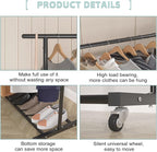Sywhitta Double Rod Clothing Garment Rack, Rolling Clothes Organizer on Wheels for Hanging Clothes, Easy to Assemble, Adjustable, Black