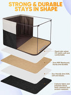 BALEINE 2 Pack Fabric Storage Bins for Shelves, Linen Storage Baskets for Organizing, Decorative Closet Bins for Clothes, Home (Black, 17''x13''x10.5'')