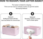 Large Storage Baskets for Shelves, Closet Organizers Bins for Clothes Blanket Towels, Baby Nursery, Toy Baskets Box, Woven Rope Baskets, 17 x 13 x 7.5”, 3 Packs Light Pink