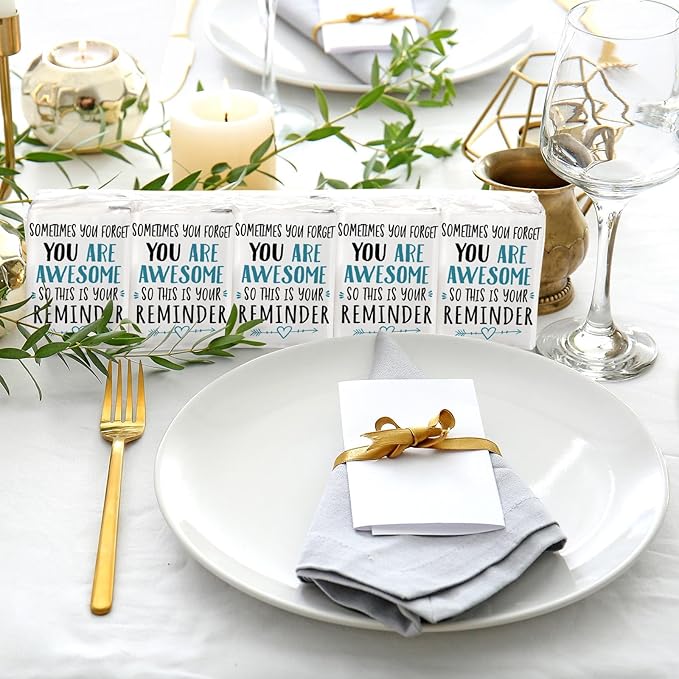 Fuutreo Motivational Facial Tissue Packs 3 Ply Inspirational Pocket Travel Packs Appreciation Gifts Soft Tissues Packs Individual Packs Travel Bulk for Wedding(120 Pack)