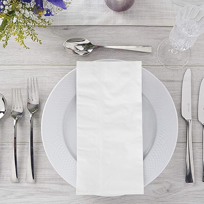 100 Pack Paper Napkins Guest Towels Disposable, Premium Quality 2-ply Dinner Napkins Disposable Soft, Absorbent, Party Napkins Wedding Napkins for Kitchen, Dinners or Events (white paper, Count, 100)
